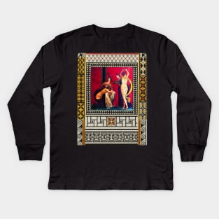 POMPEII VILLA OF MYSTERIES ,DANCING MAENAD ,ANTIQUE ROMAN PAINTINGS AND MOSAICS PATCHWORK Kids Long Sleeve T-Shirt